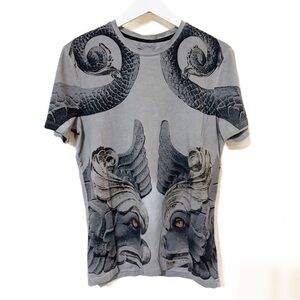 NWT Frankie Morello Snake Dragon Graphic Sublimation Shirt size small in Grigio